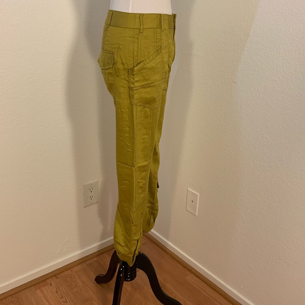 NWOT Free People Wind Up Utility Straight Leg Pants Button Cuff Pockets Gold - Picture 9 of 10